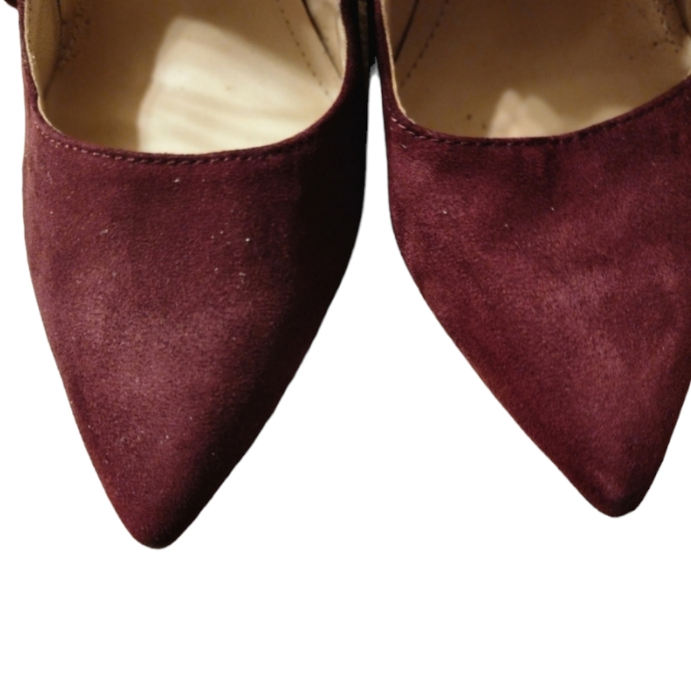 Marc Fisher Burgundy Heels Tie Up Zip Back Size 10 - Picture 3 of 5